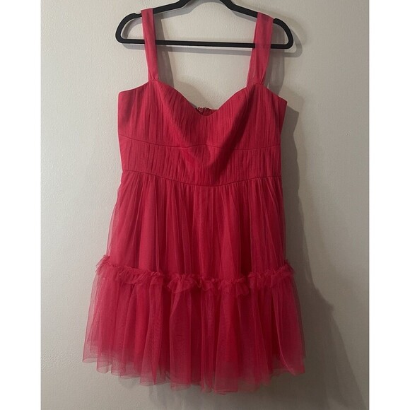 ML MONIQUE LHUILLIER  Azalea Tulle Mini Dress Size 12 Pink NEW Party Ruffle GNO - Picture 2 of 16